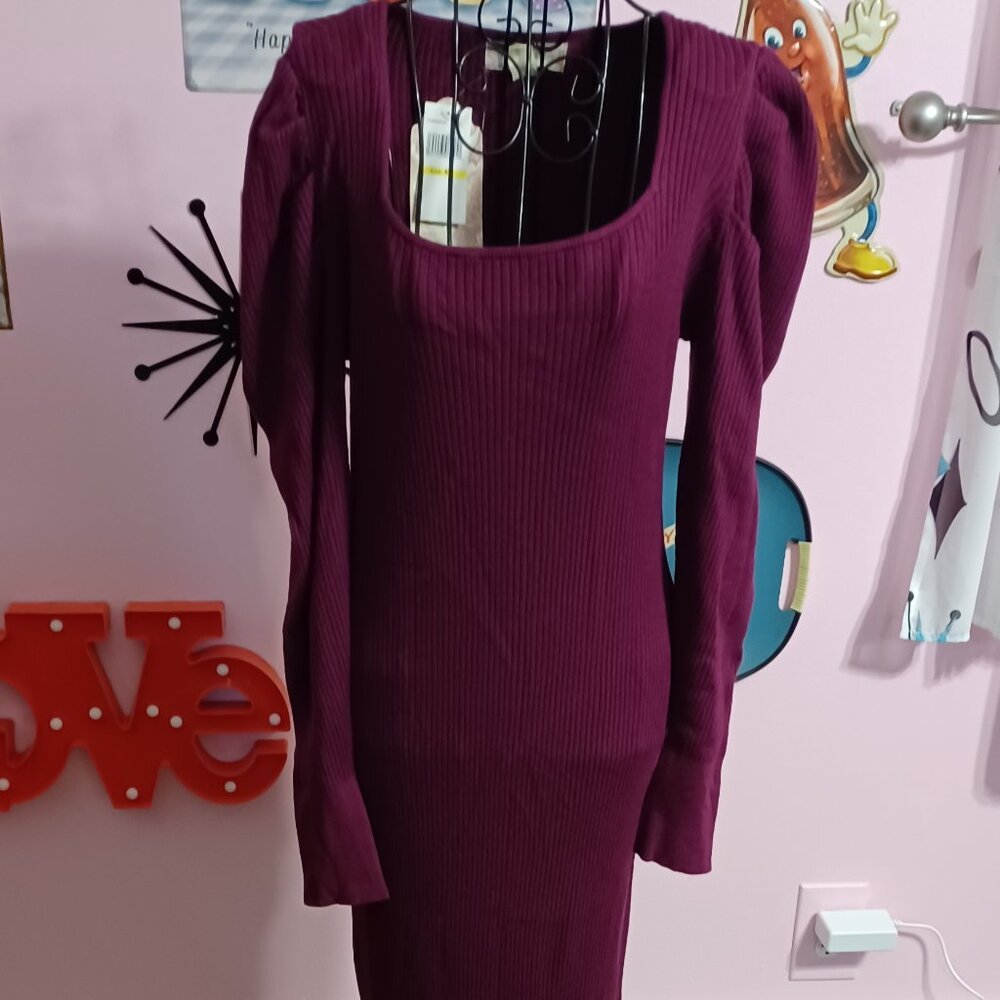 Wine Purple Sweater Maxi Dress Medium NWT
